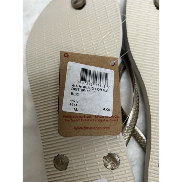 Havaianas Womens Slim Animal Print Leaf Floral Pink Beige Flip- Flops Size 11/12 - Picture 5 of 6